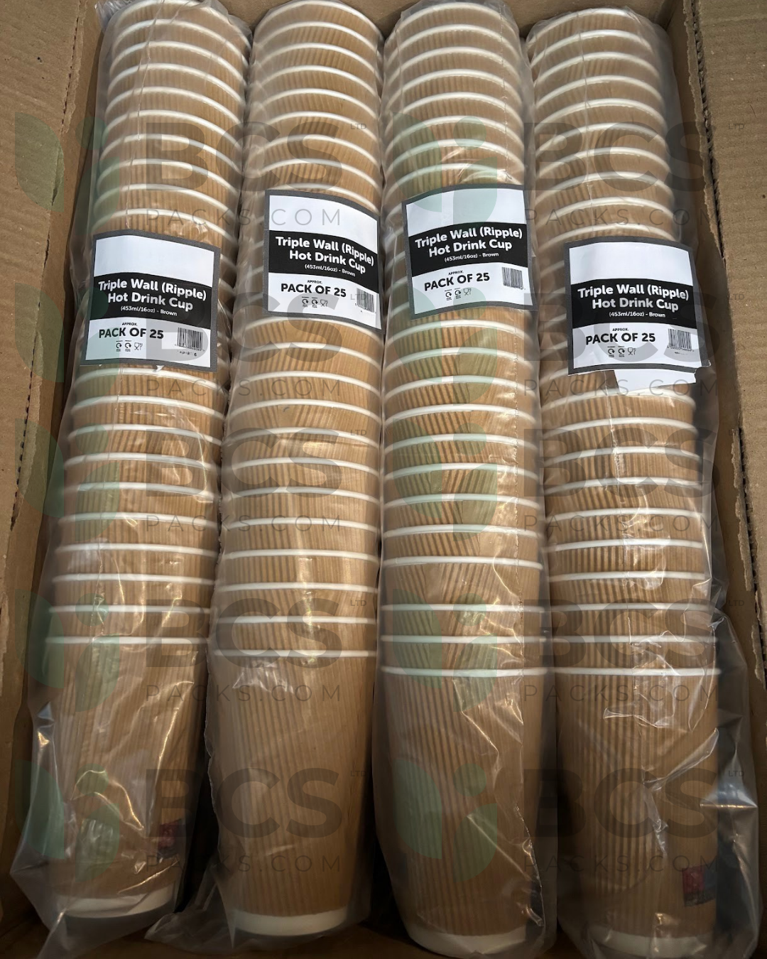 Ripple Coffee Cups – Brown (500 units)