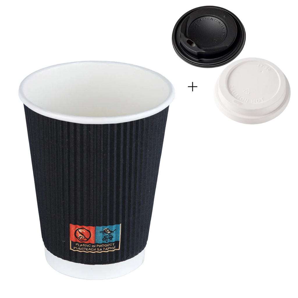 Ripple Wall Cups – Black (500 units)