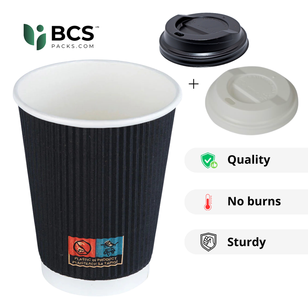 Ripple Coffee Cups – Black (100 units)