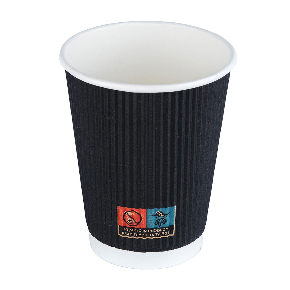Ripple Wall Cups – Black (500 units)