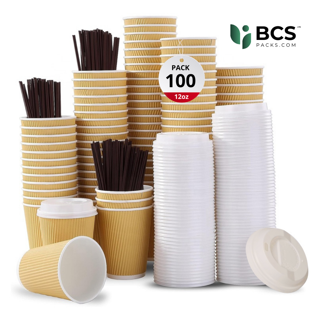 Ripple Coffee Cups – Brown (500 units)